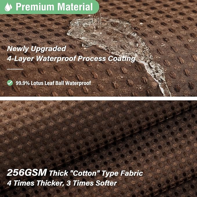 Dynamene Long Fabric Shower Curtain - 78 inch Long Waffle Weave Weighted Cloth Shower Curtains for Bathroom, Neutral Heavy Duty Hotel Spa Luxury Bath Curtain Set with 12 Plastic Hooks,72x78, Brown