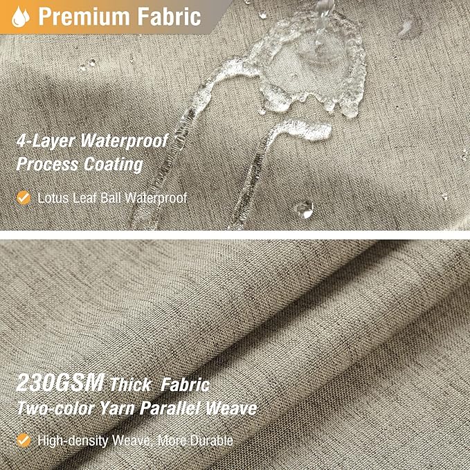 BTTN Extra Long Shower Curtain - 72 x 84 Inch Long Linen Textured Heavy Duty Fabric Shower Curtain Set with 12 Plastic Hooks, Large Hotel Spa Luxury Waterproof Shower Curtains for Bathroom - Khaki/Tan