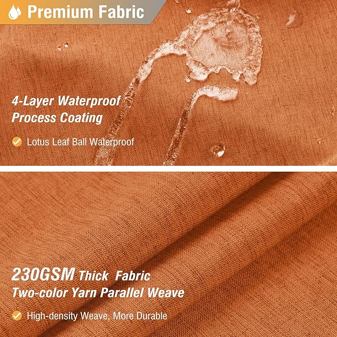 BTTN Stall Fabric Shower Curtain - 54x78 Inch Long Linen Textured Heavy Duty Shower Curtain Set with 10 Plastic Hooks, Narrow Neutral Outdoor Weighted Waterproof Shower Curtains for Bathroom - Orange