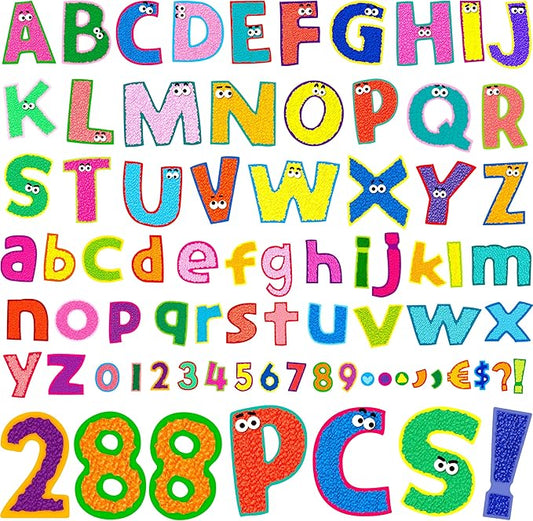 288 PCS Alphabet Combo Set, Large Size Letters Uppercase/Lowercase Letters, Numbers & Punctuation, Accents Cutouts for Classroom Home School Room Chalkboard Bulletin Board
