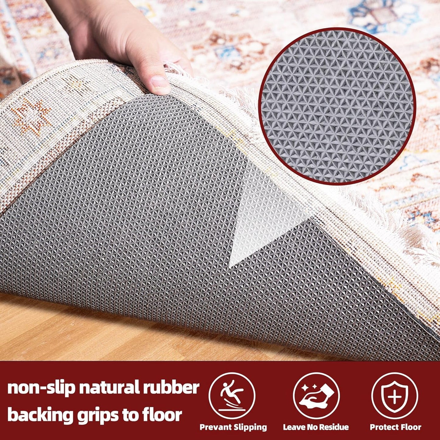 BAGAIL Felt and Natural Rubber Backing Rug Pads 1/8” Thick, 2 x 10 Ft Non Slip Rug Gripper Keep Rugs in Place, Under Area Rug Protective Cushioned Pads, Carpet Runners, Hardwood Floors Protection