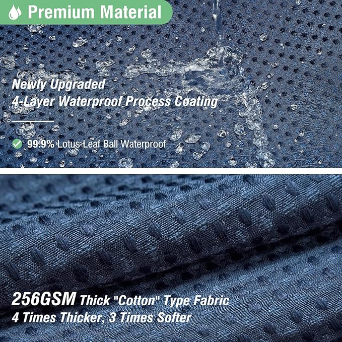 Dynamene Extra Wide Shower Curtain - 180 Inch Wide Waffle Weighted Thick Cloth Bathroom Shower Curtain, Neutral Heavy Duty Hotel Shower Curtain Set with 32 Plastic Hooks,180x72, Navy Blue
