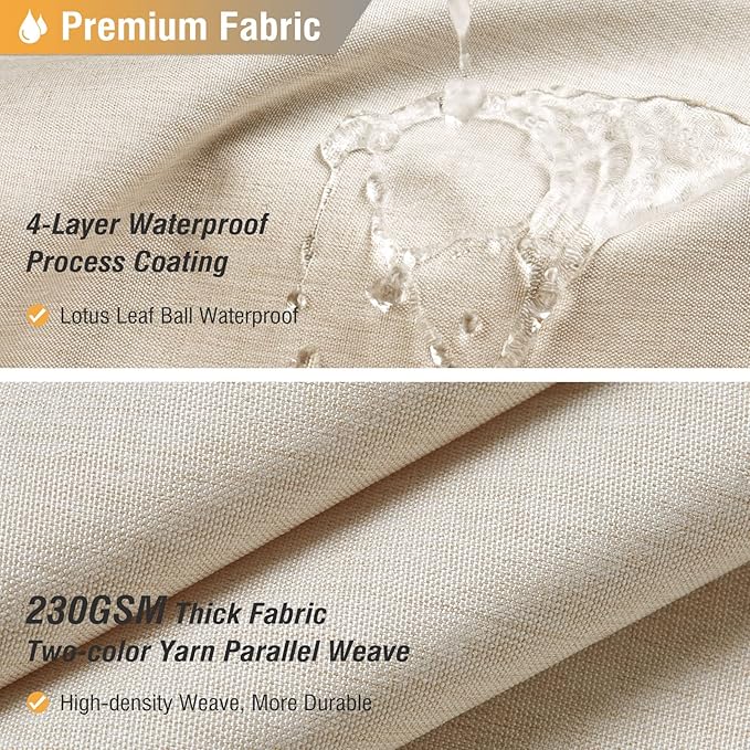 BTTN Stall Fabric Shower Curtain - 48x72 Inch Narrow Linen Textured Heavy Duty Shower Curtain Set with 8 Plastic Hooks, Hotel Spa Luxury Small Waterproof Bath Curtains for Bathroom - Cream/Beige