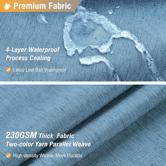 BTTN Blue Extra Long Shower Curtain, 72x96 Inch Long Linen Textured Heavy Duty Fabric Shower Curtain Set with 12 Hooks, Tall Simple Neutral Waterproof Cloth Shower Curtain for Bathroom, Moonlight Blue