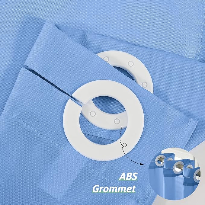 Blue Extra Long No Hook Shower Curtain 84 Length,Waterproof Fabric Shower Curtains for Bathroom,Hotel Grade with 10 Plastic Grommets,Machine Washable,72x84 Inch
