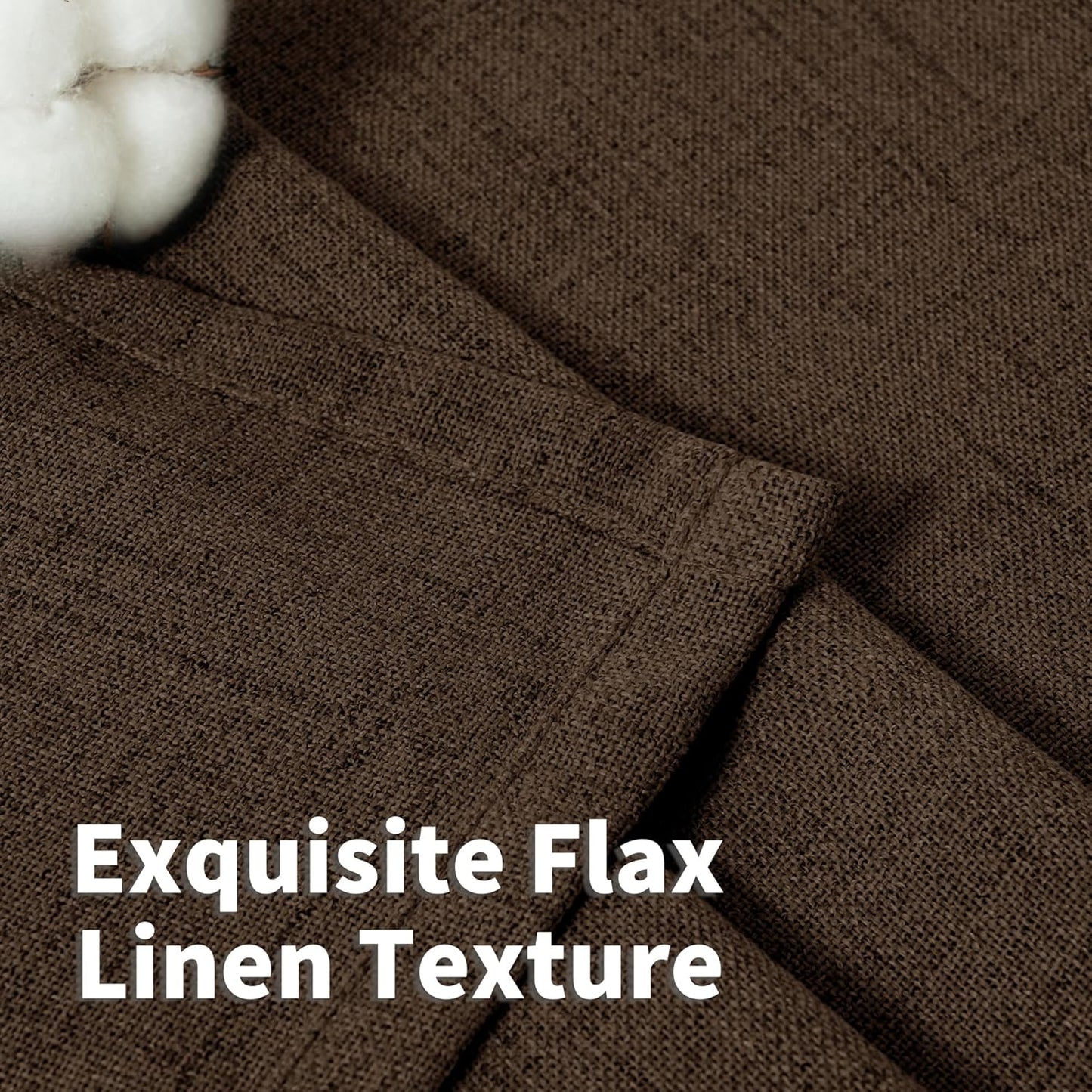 YoungsTex Brown Linen Curtains 40 Inch Length for Small Window, Chocolate Light Filtering Drapes with Rod Pocket Back Tab for Bathroom Kitchen Window, 30 x 40 Inch, 2 Panels