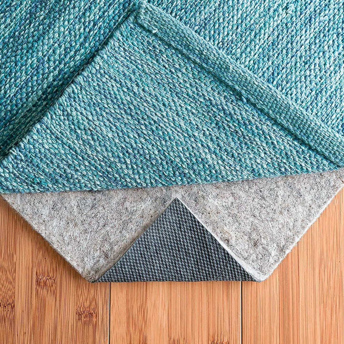 RUGPADUSA - Dual Surface - 5' Round - 1/4" Thick - Felt + Rubber - Non-Slip Backing Rug Pad - Safe for All Floors