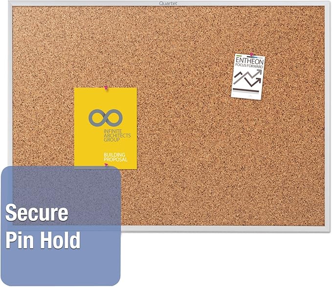 Quartet Cork Board, Bulletin Board, 8' x 4' Corkboard, Aluminum Frame (2308),Silver