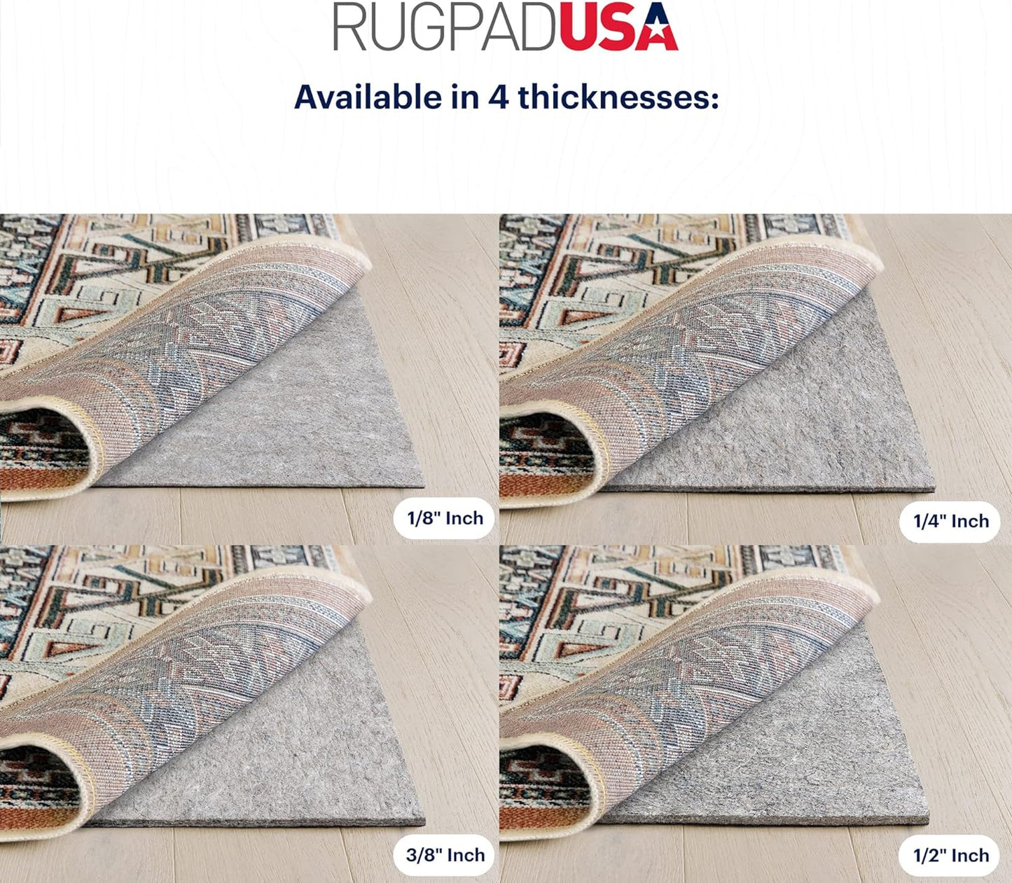 RUGPADUSA - Dual Surface - 9' Round - 3/8" Thick - Felt + Rubber - Enhanced Non-Slip Rug Pad - Adds Comfort and Protection - for Hard Surface Floors