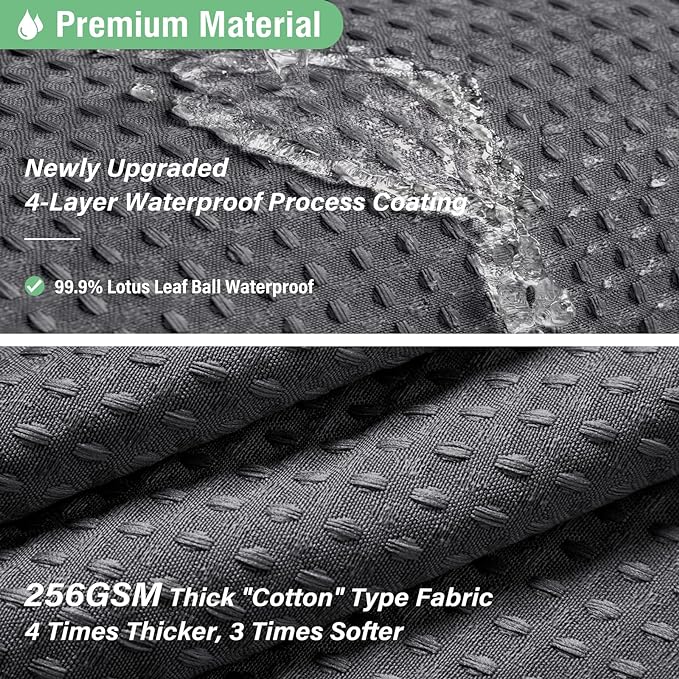 Dynamene Extra Long Shower Curtain - 96 Inch Long Waffle Weave Weighted Thick Cloth Bathroom Shower Curtain, Neutral Heavy Duty Hotel Bath Curtain Set with 12 Plastic Hooks,72x96, Charcoal Grey