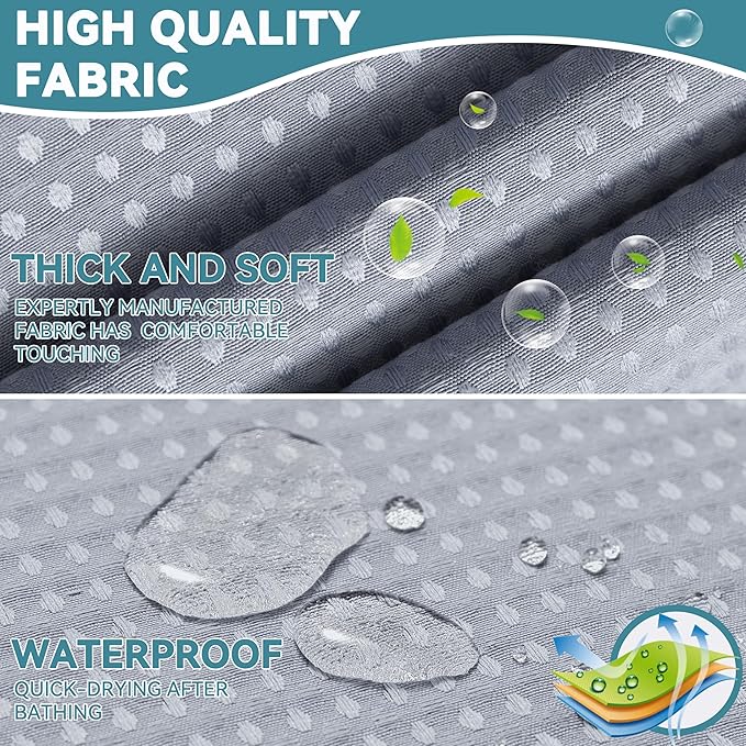 Conbo Mio Stall No Hook Waffle Weave Shower Curtain with Snap in Liner Set, Hotel Luxury Grey Shower Curtains for Bathroom with See Through Top Window, Waterproof, Washable 36W x 74H