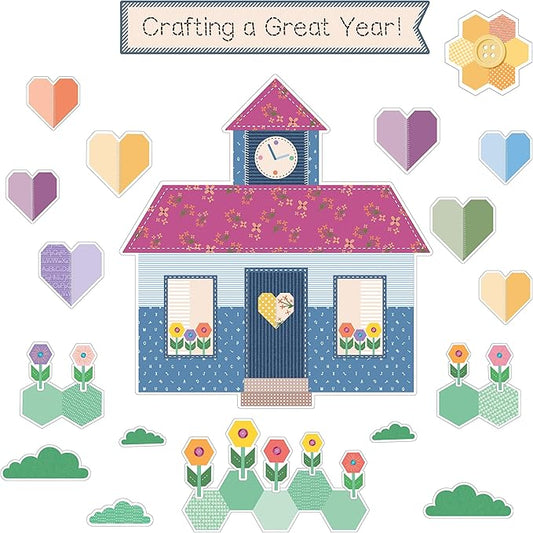 Carson Dellosa Crafty and Cool 64PC Motivational Bulletin Board Set, Arts & Crafts Theme Wall Art with Positive Affirmation for Back to School Decorations, Chalkboard, and Classroom Decor