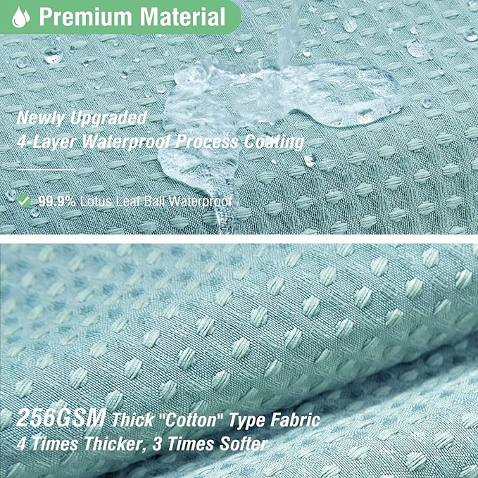 Dynamene Stall Fabric Shower Curtain - 54x78 inch Long Waffle Weave Weighted Thick Cloth Shower Curtains for Bathroom,Neutral Heavy Duty Hotel Spa Luxury Bath Curtain Set with 10 Plastic Hooks, Teal