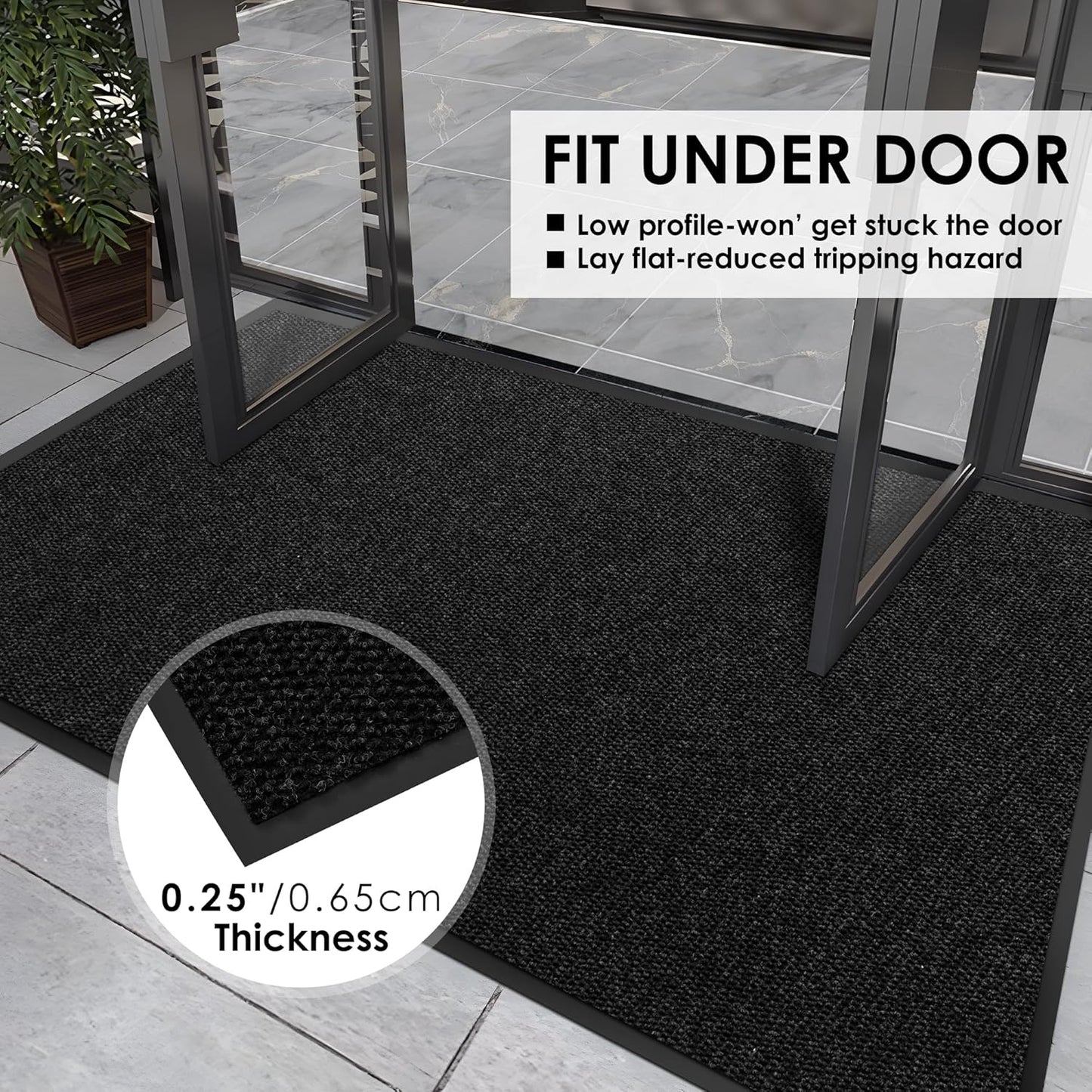 3′ x 53′ Front Door Mat Indoor Outdoor Entrance, Commercial Floor Mat Heavy Duty Dirt Trapper Entryway Doormat, Custom Size Non Slip Rubber Backing Welcome mat, Door Mat for High Traffic Area