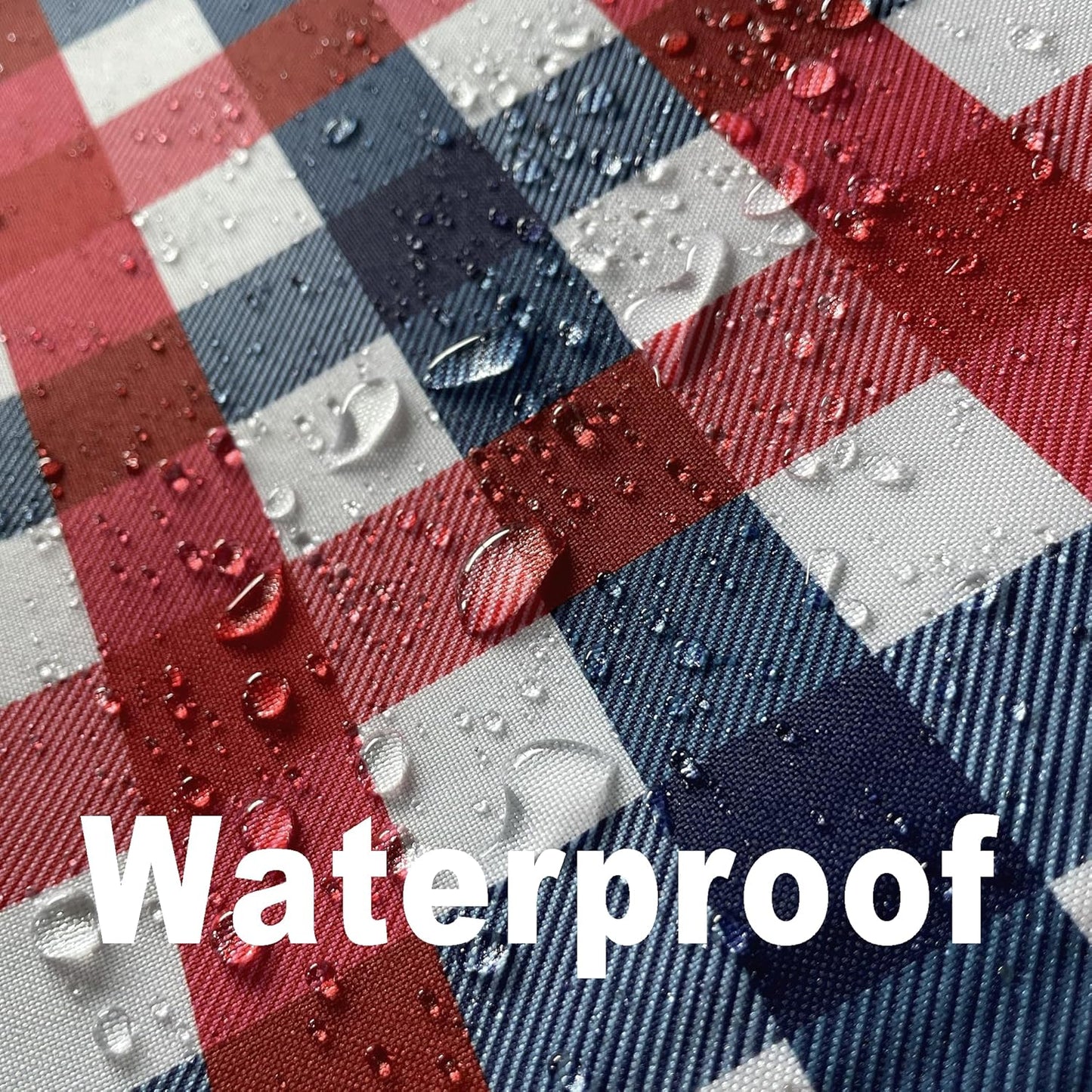Classic Gingham 4th of July Tablecloth Fabric - Oblong 58x144 Inch Patriotic Party Table Cloth for Indoor Outdoor - American Theme Table Cover for Picnics and Parties