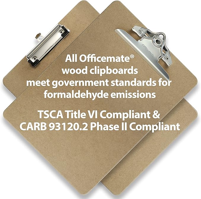 Officemate Recycled Wood Clipboards, Arch Lever Clip, 2 Pack Clipboard, Letter Size (9 x 15.5 Inches), Brown (83120)