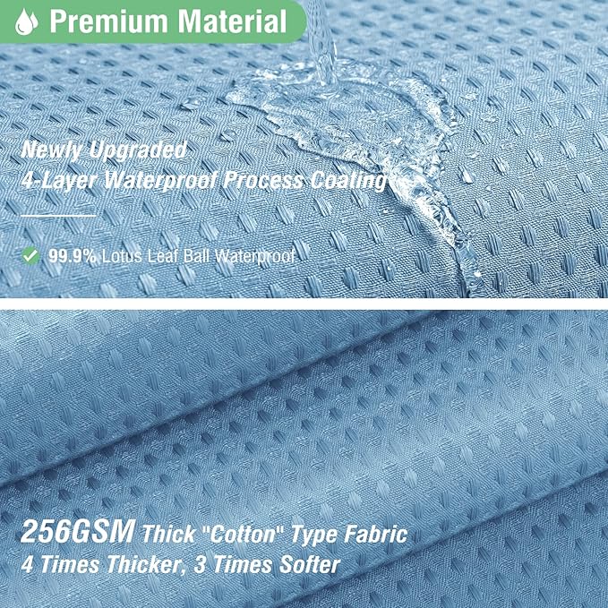 Dynamene Extra Long Shower Curtain - 96 Inch Long Waffle Weave Weighted Thick Cloth Bathroom Shower Curtain, Neutral Heavy Duty Hotel Bath Curtain Set with 12 Plastic Hooks,72x96, Moonlight Blue